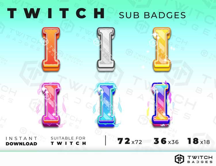 Letter I Twitch sub badges