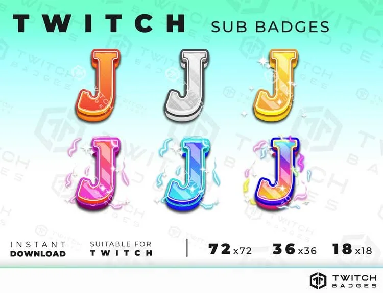 Letter J Twitch sub badges