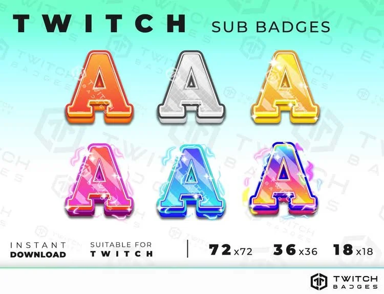 Letter A Twitch sub badges