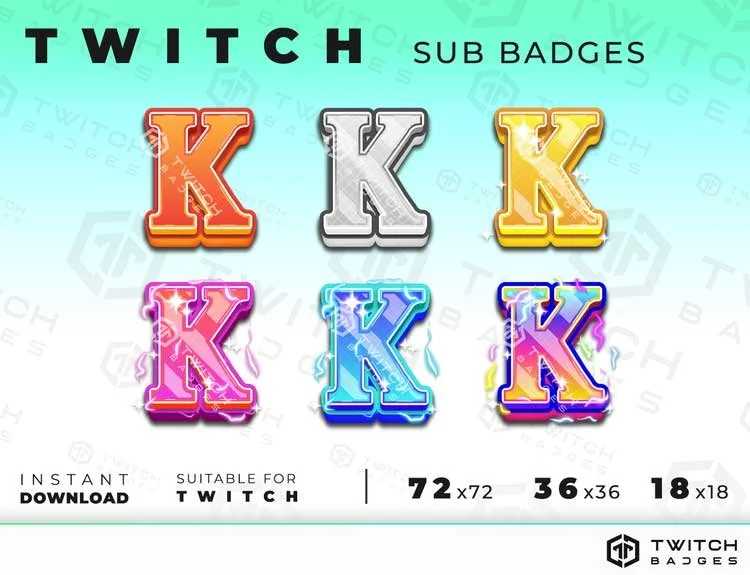Letter K Twitch sub badges