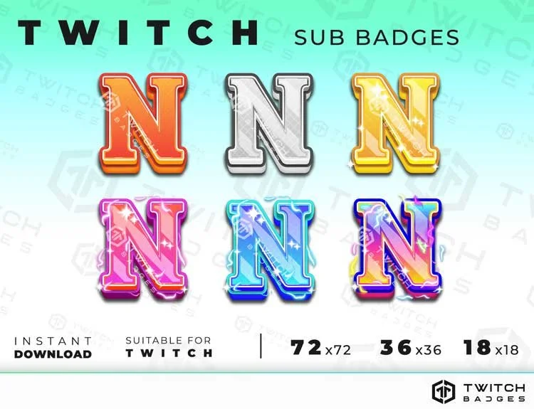 Letter N twitch sub badges
