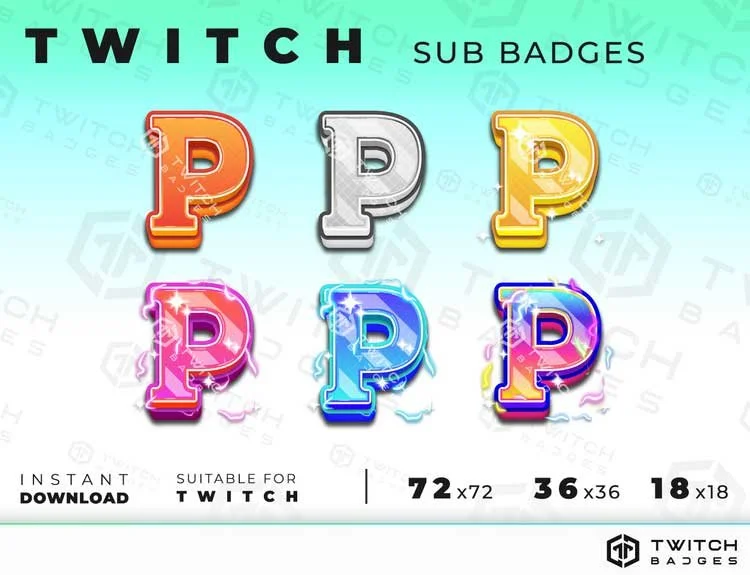 Letter P twitch sub badges