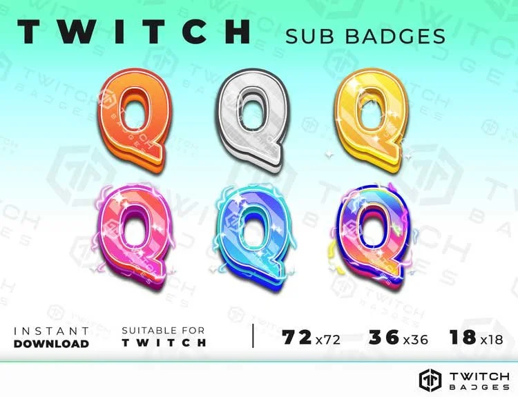 Letter Q twitch sub badges