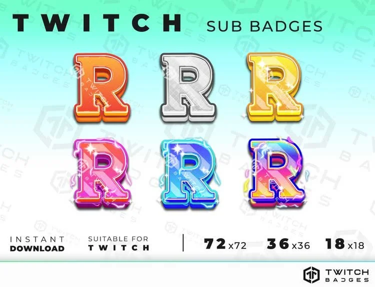 Letter R twitch sub badges