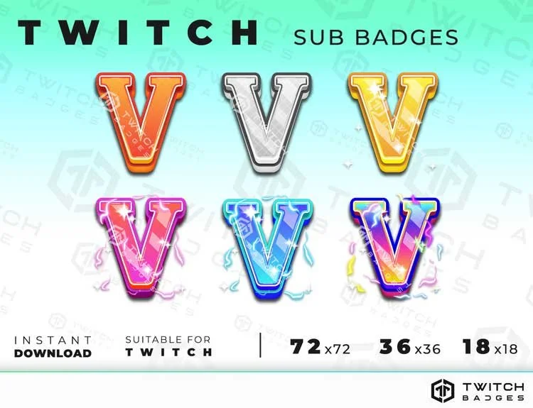 Letter V twitch sub badges
