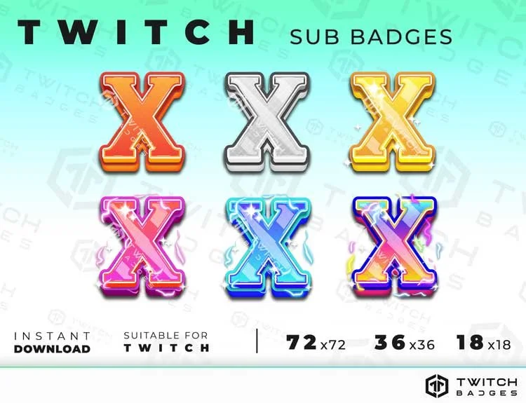 Letter X twitch sub badges