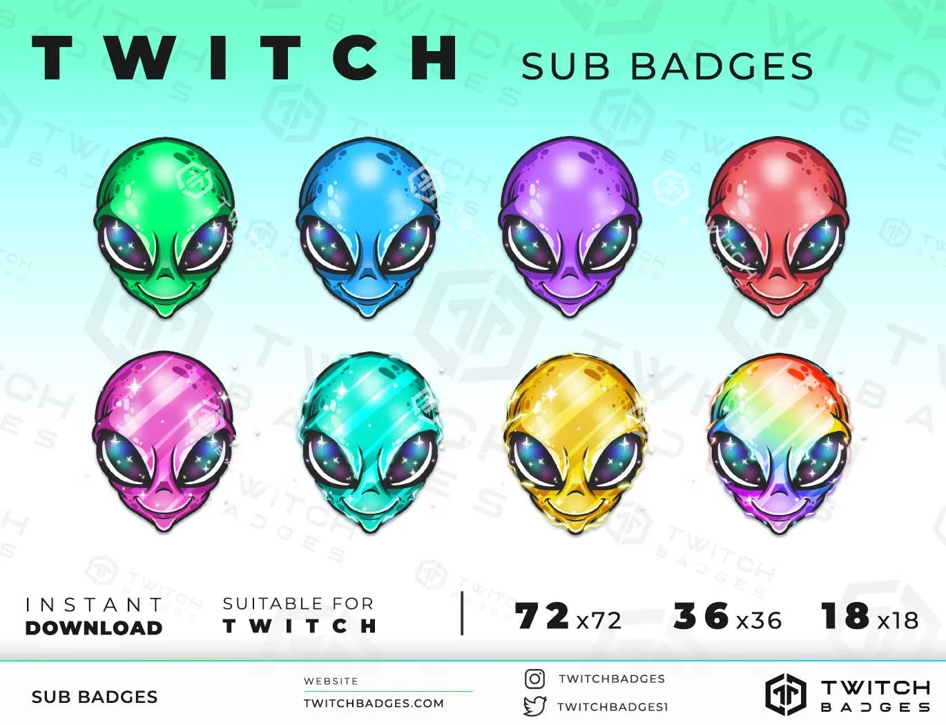 Cool Alien Twitch sub badges