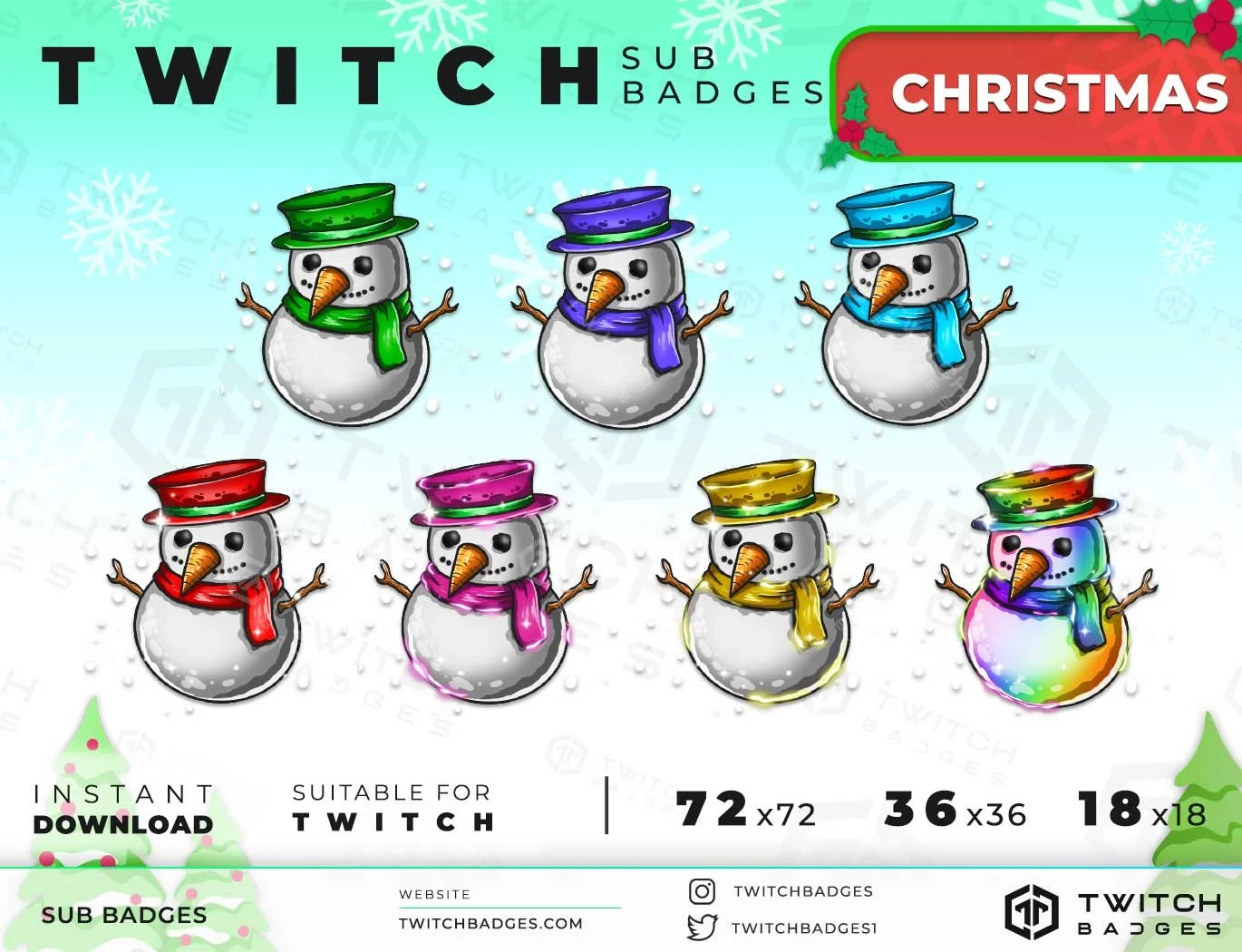 Christmas  Snowman Twitch sub badges