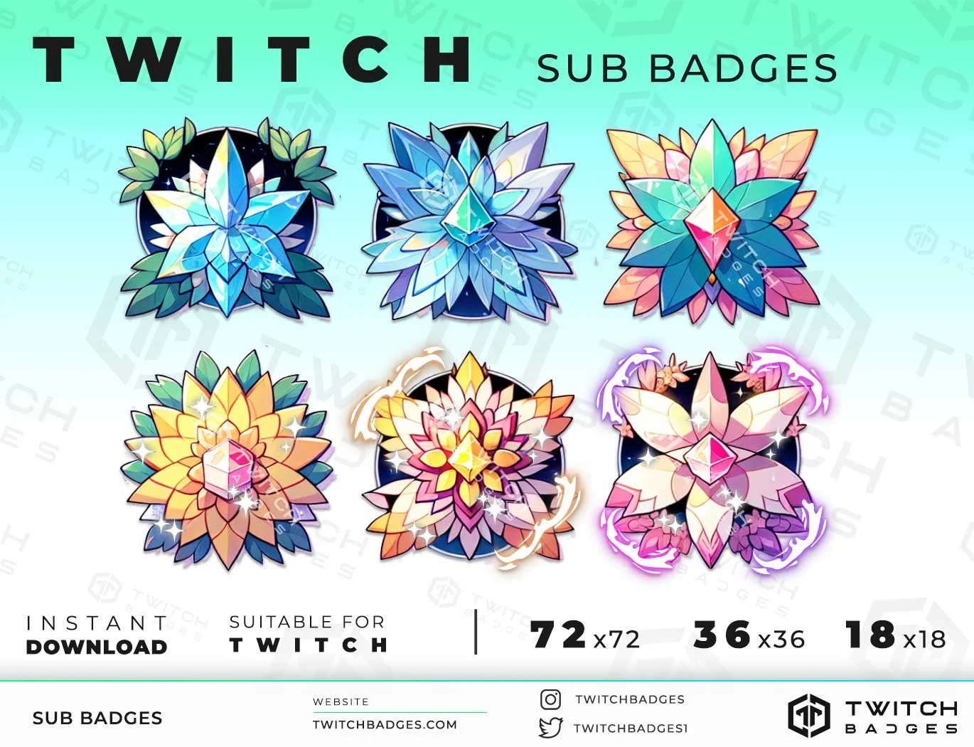Twitch Sub Badges Flowers_2