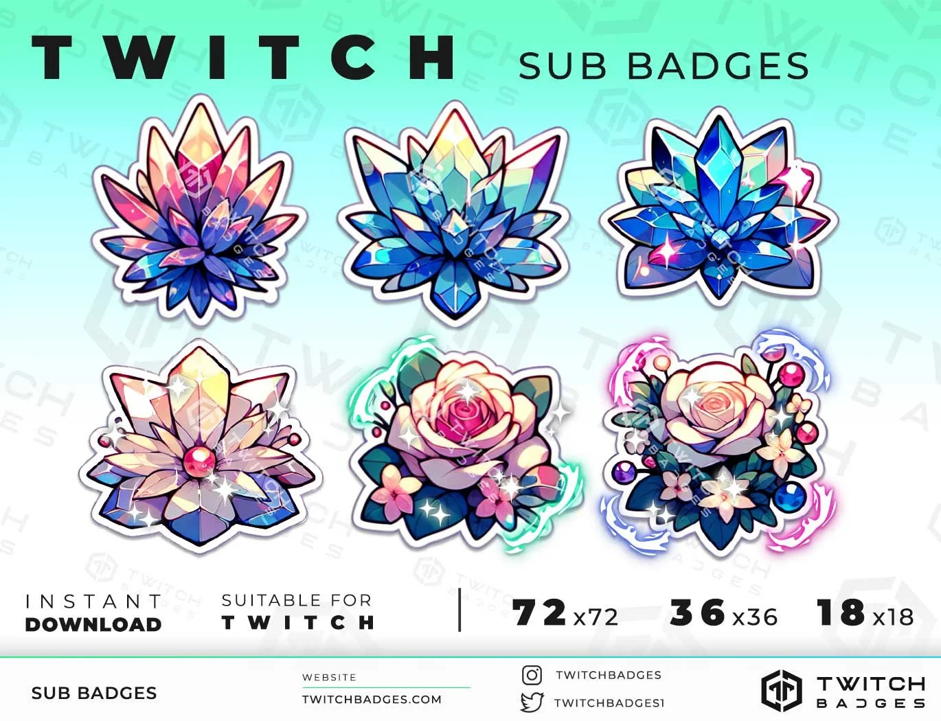 Twitch Sub Badges Flowers_3