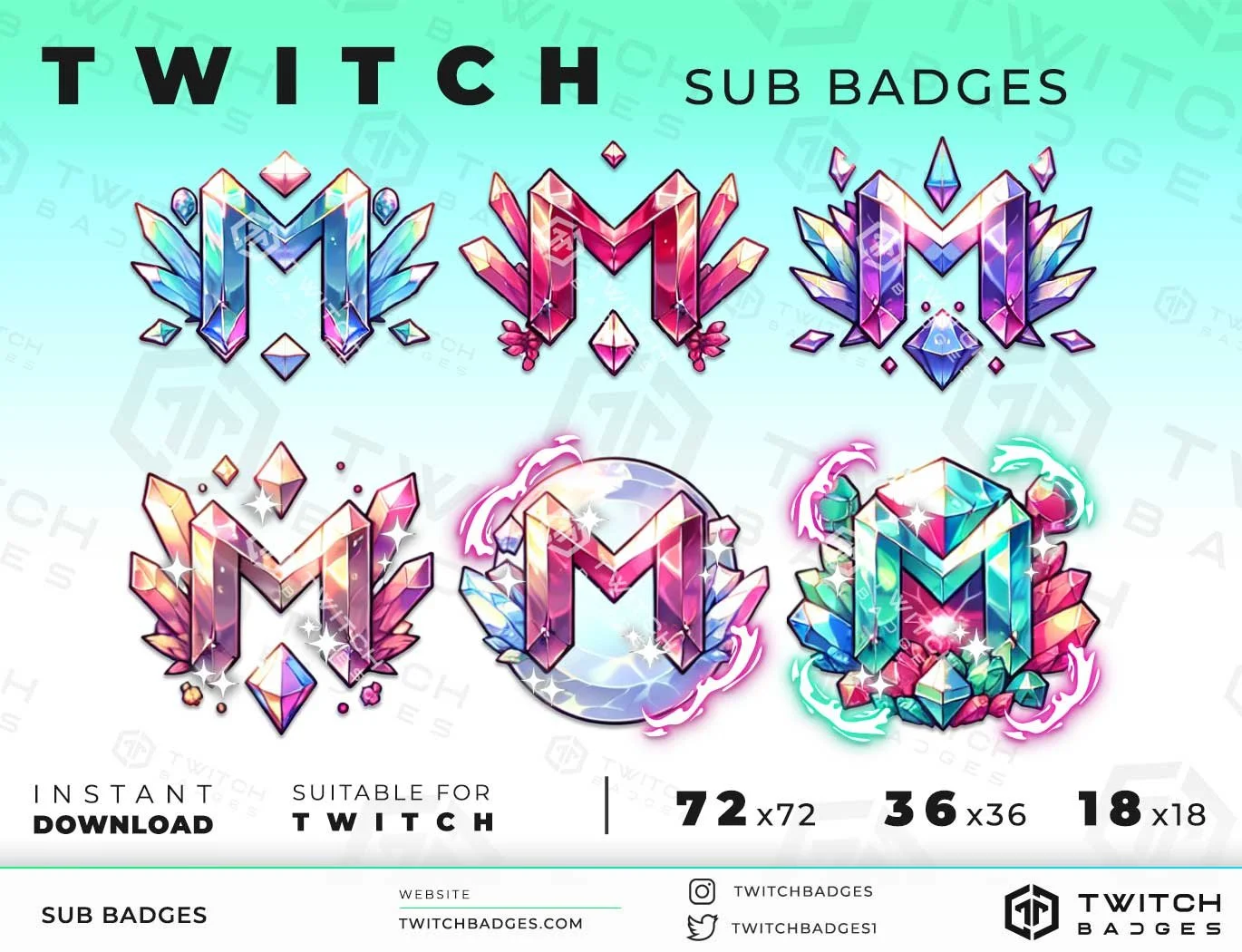 Twitch Sub Badges M Letter_2