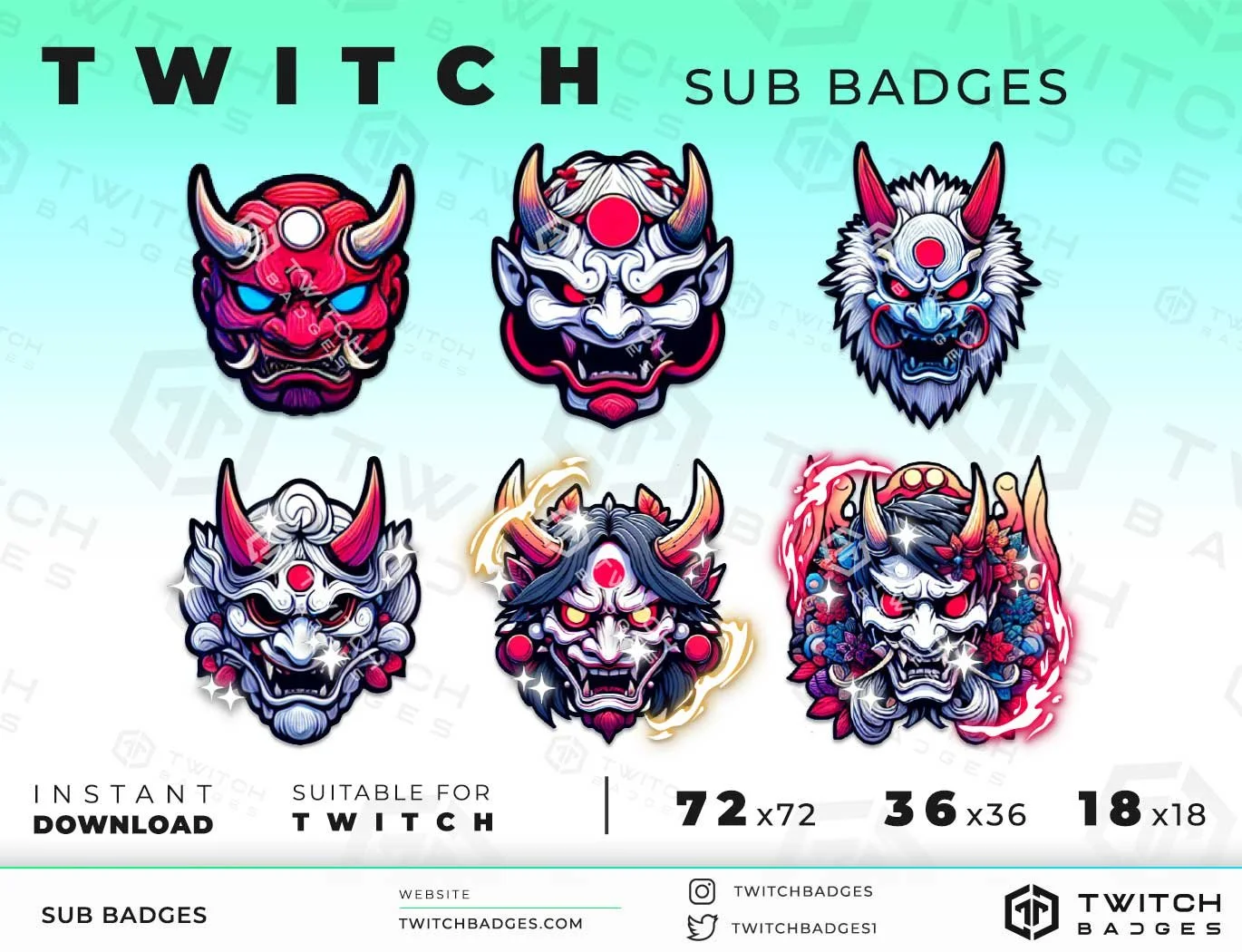 Twitch Sub Badges Oni Mask