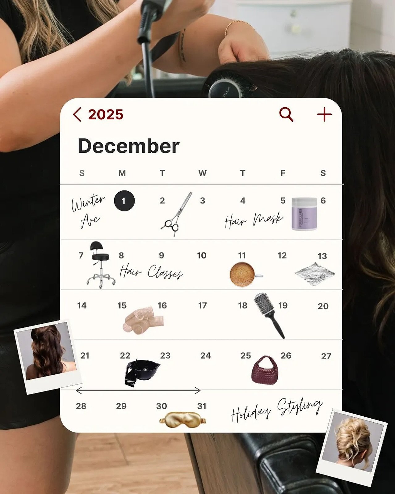 December anyone?? This month the salon is full of client appointments, extra coffee, holiday hair styling, stylist education workshops, and squeezing in little moments of self care in between it all.

We heard the best winter arc&rsquo;s start with f