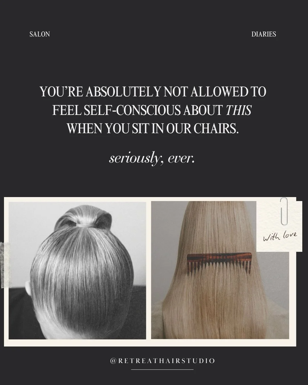We have heard it all and nothing shocks us. We are not here to judge we are here to help🫶🏼 
Book your all inclusive re:TREAT SESSION and feel the difference for yourself!