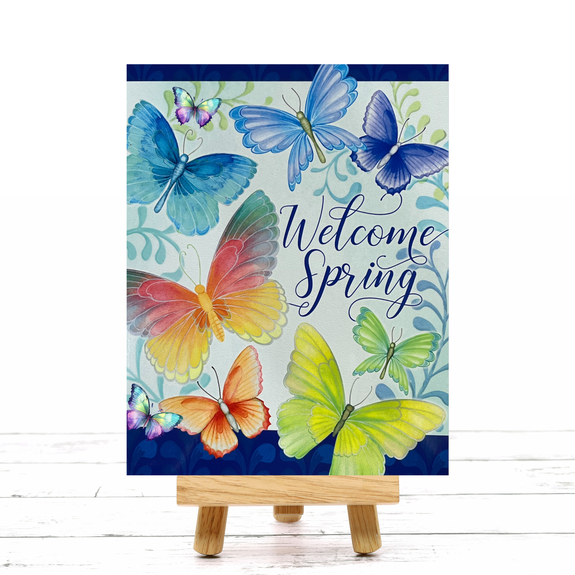 Welcome Spring Butterflies Sign, Wreath Attachment or Door Hanger