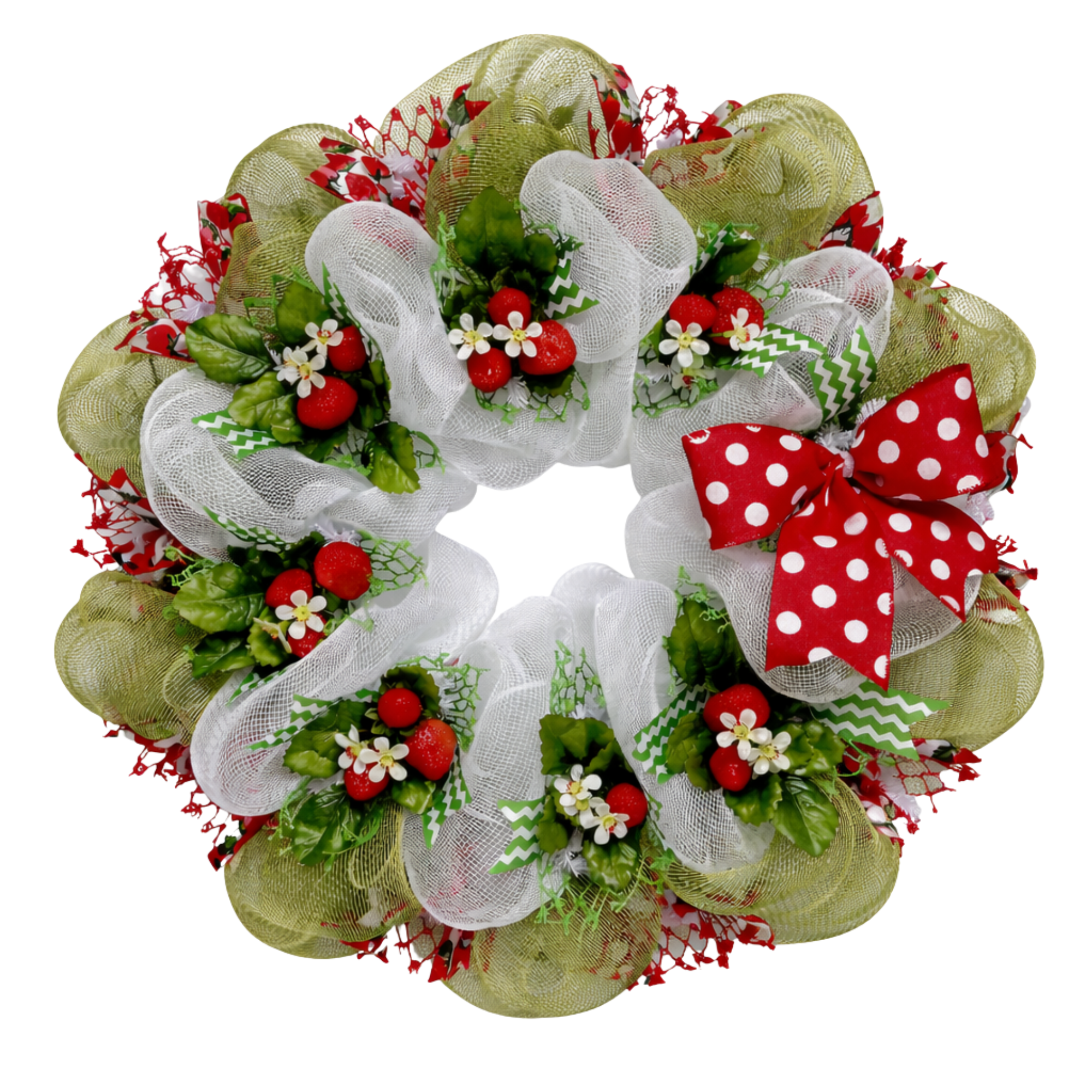 Strawberry Fields Forever Spring Or Summer Deco Mesh Ribbon Wreath