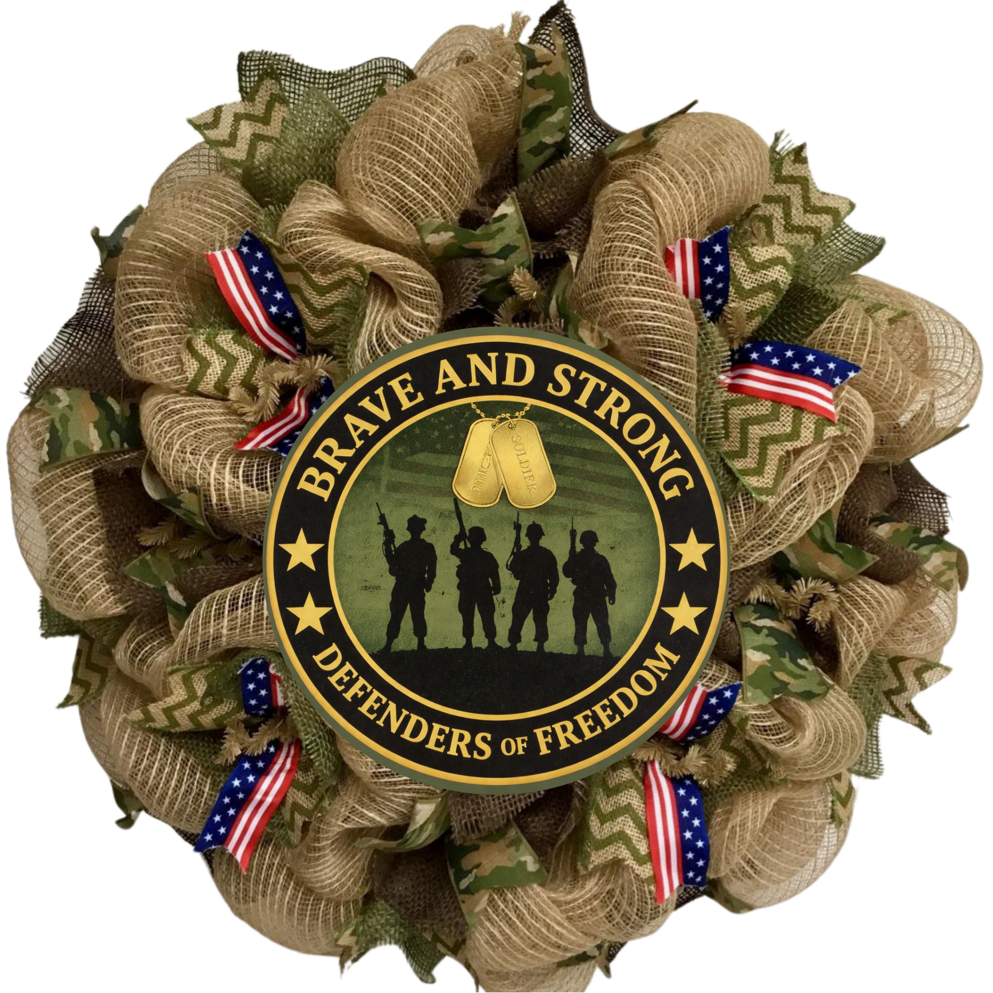 Brave and Strong Defenders of Freedom Military Appreciation Wreath