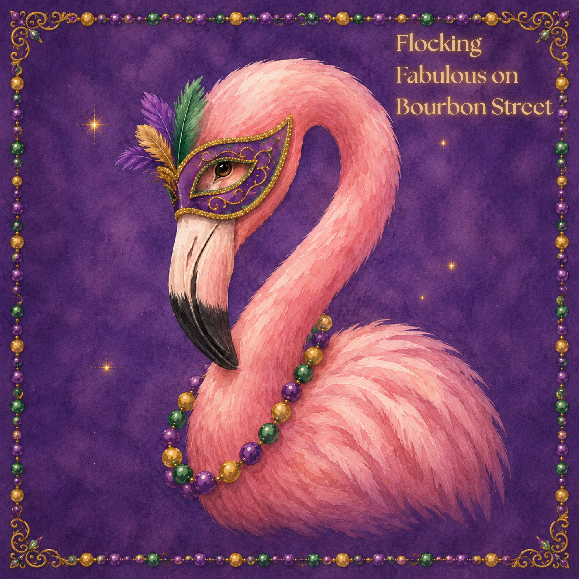 Mardi Gras Flocking Fabulous on Bourbon Street Sign or Door Hanger