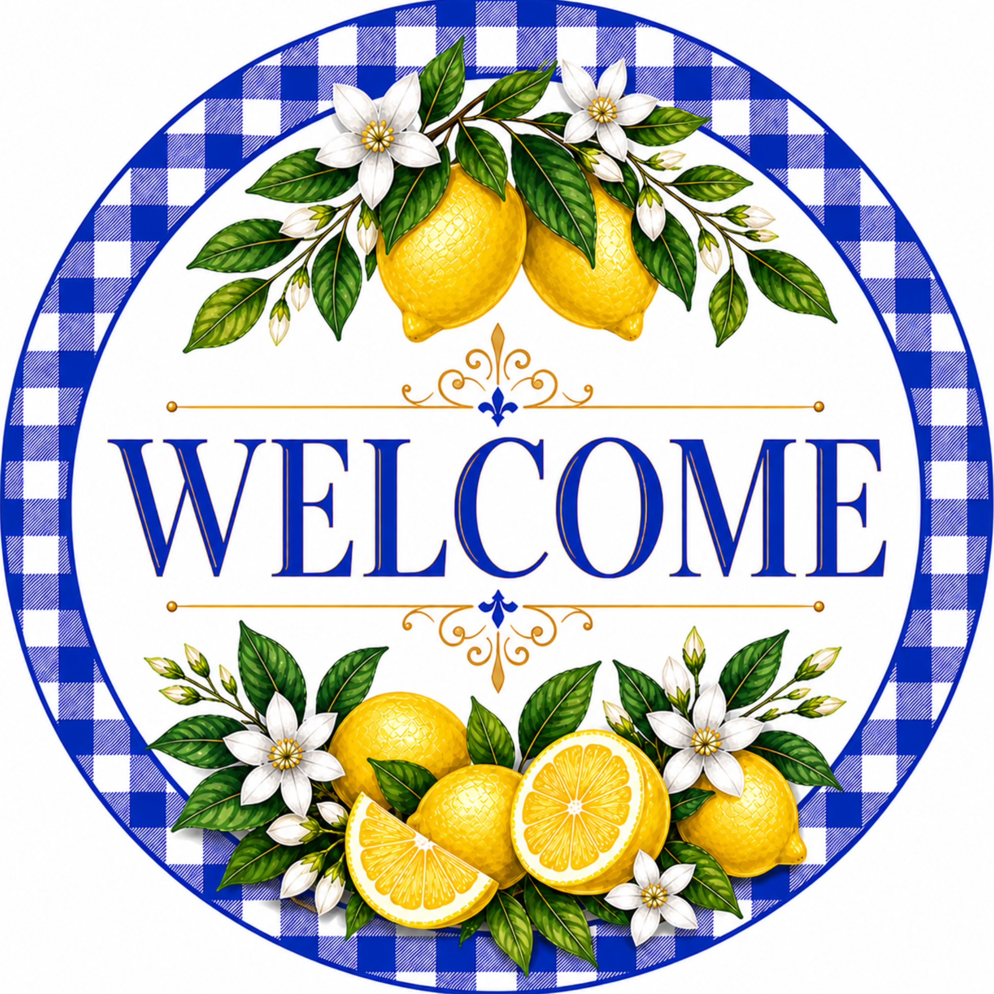 Welcome Lemons All Occasion Wreath Attachment, Sign or Door Hanger