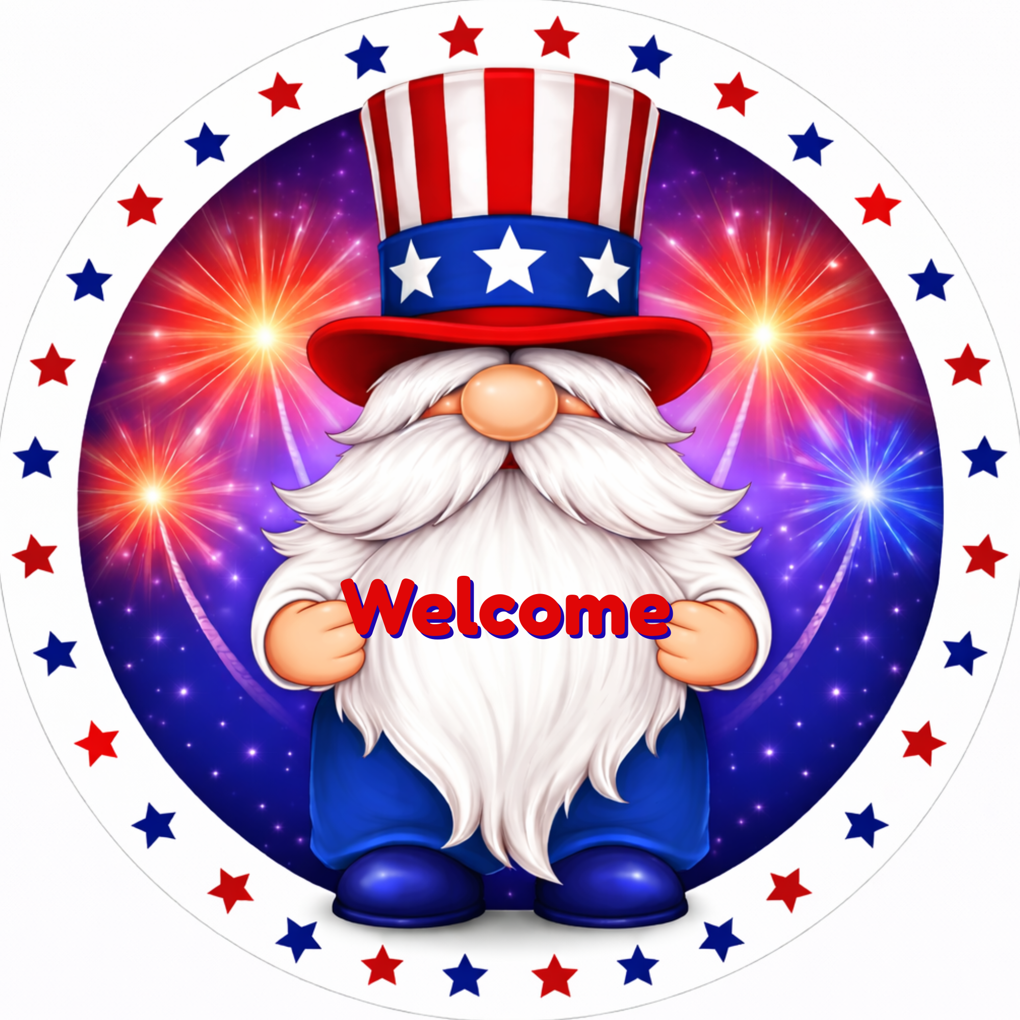 Patriotic Uncle Sam Gnome Door Hanger or Sign