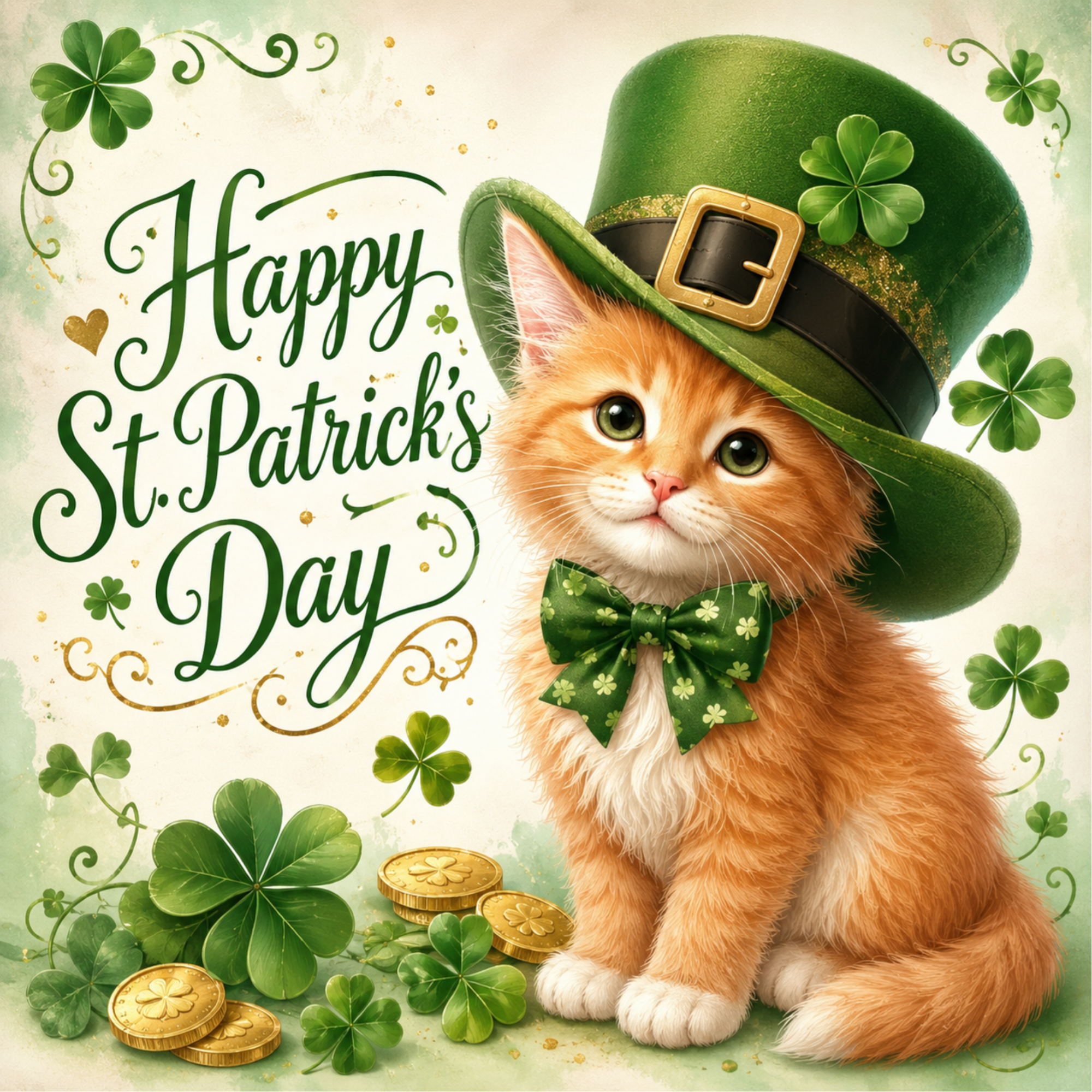 Happy St Patrick's Day Kitty Sign or Door Hanger