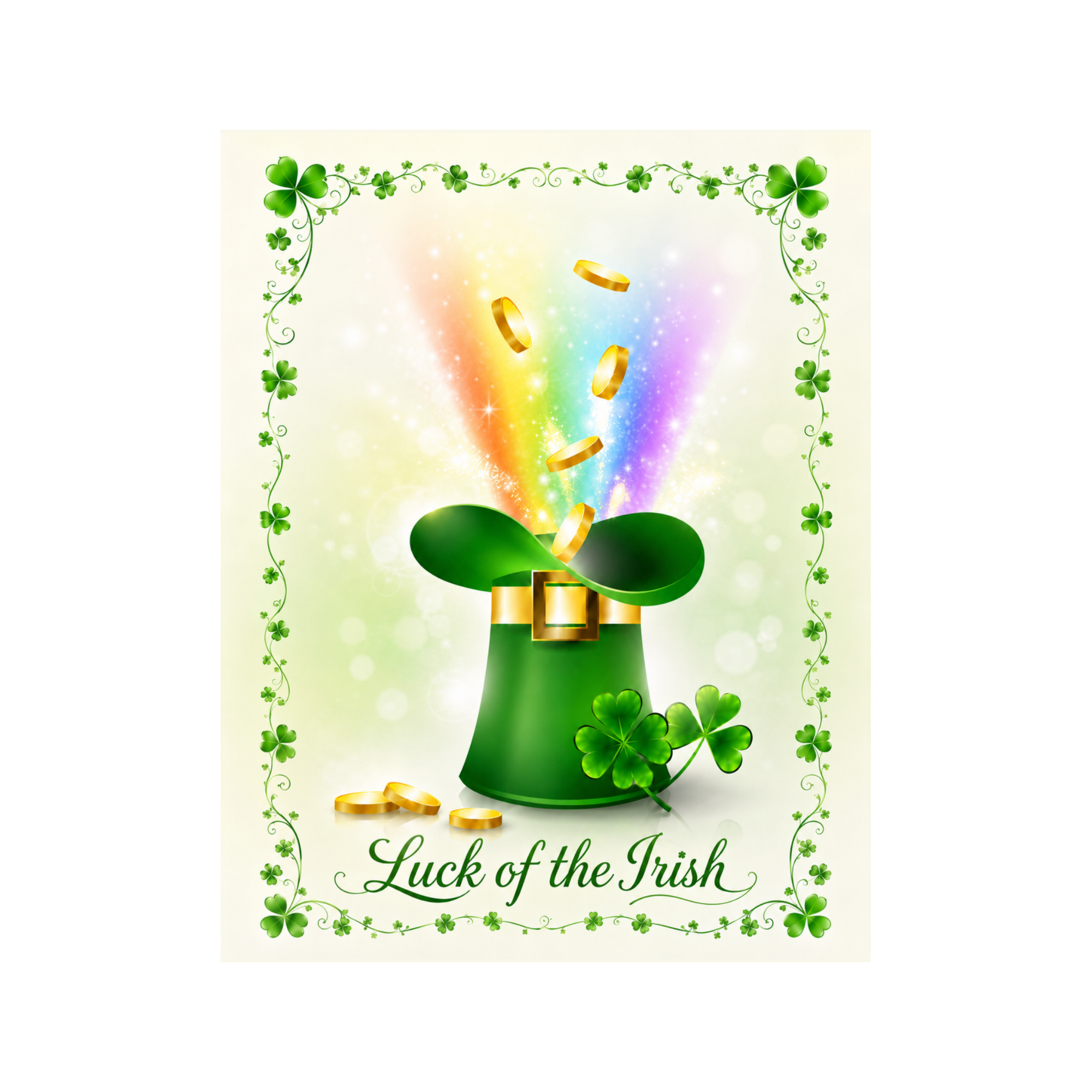 Glittering Happy St Patricks Day Leprechaun Hat with Rainbow Sign or Door Hanger
