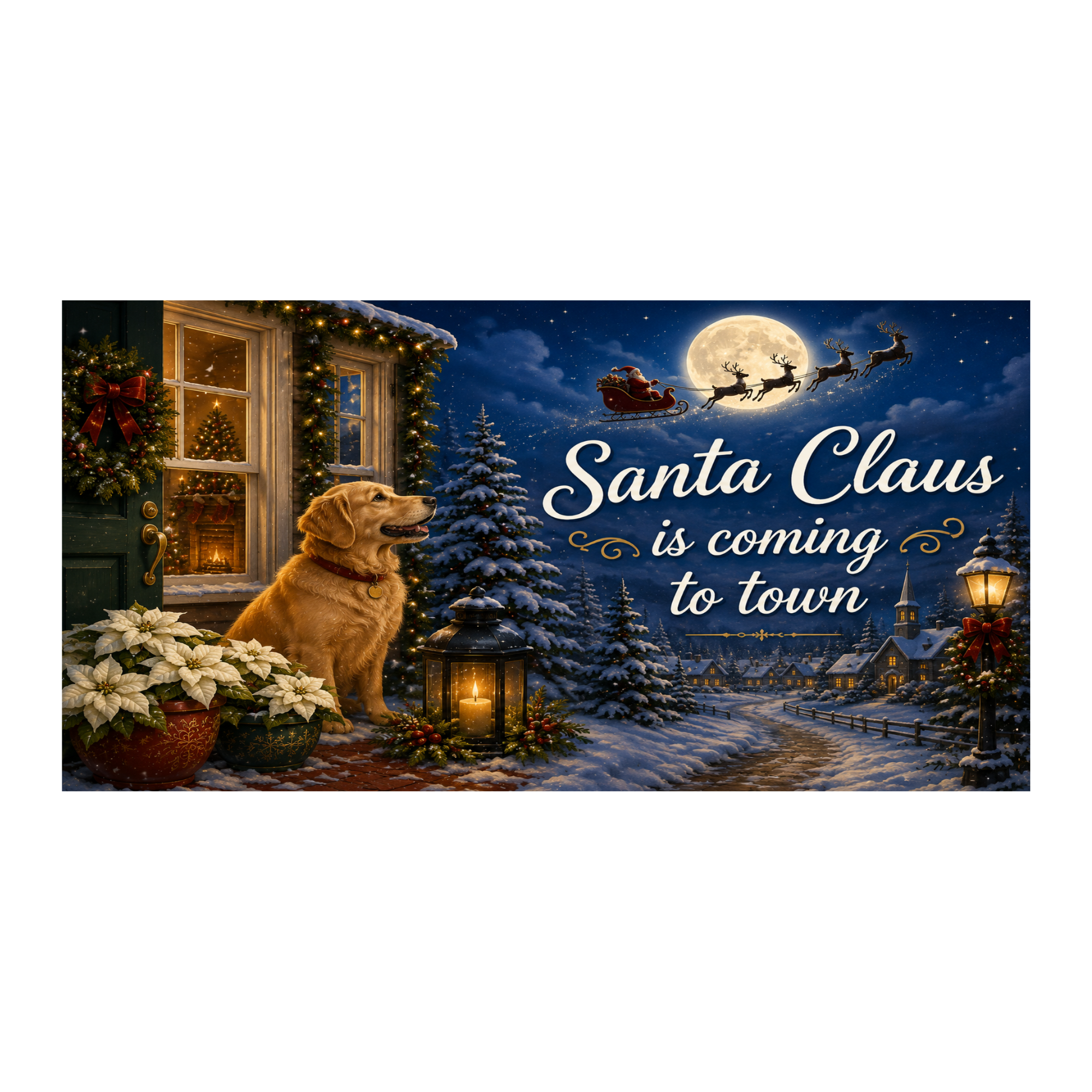 Santa Claus Is Coming To Town Sign or Hanger