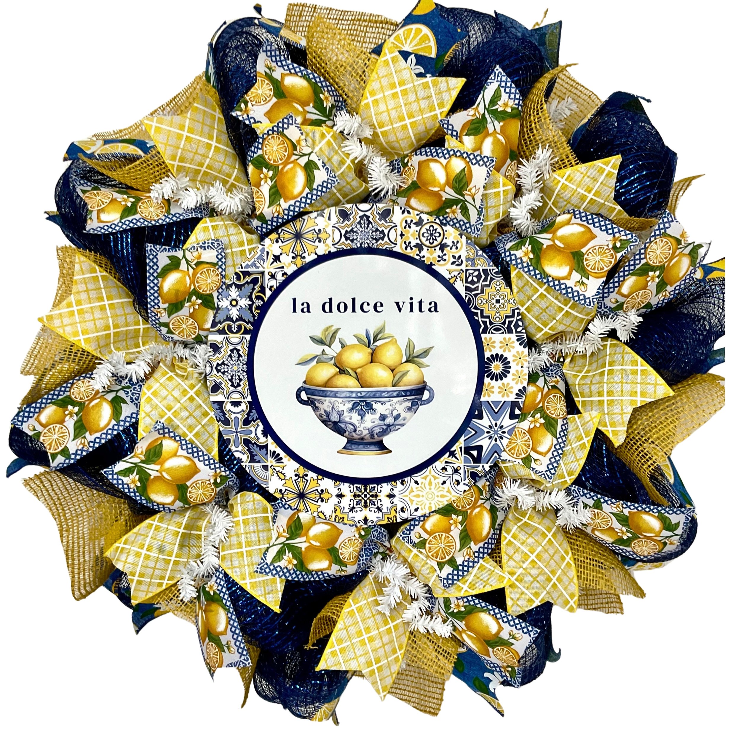 La Dolce Vita The Good Life Amalfi Coast Italy Wreath with lemon theme