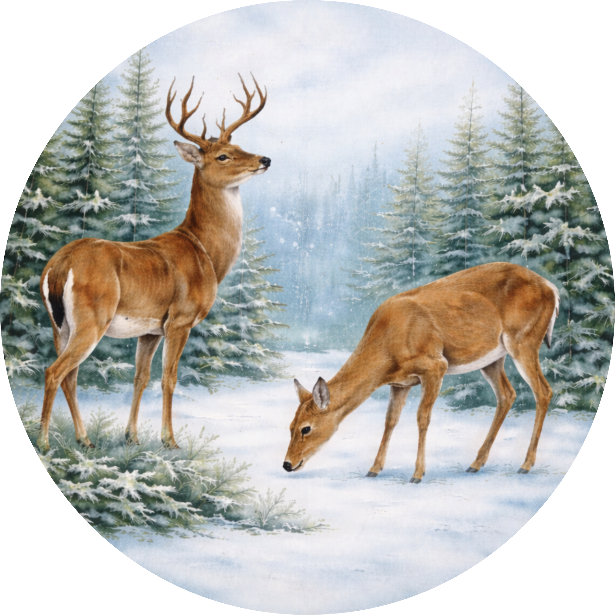 Winter Woodland Deer Sign or Door Hanger