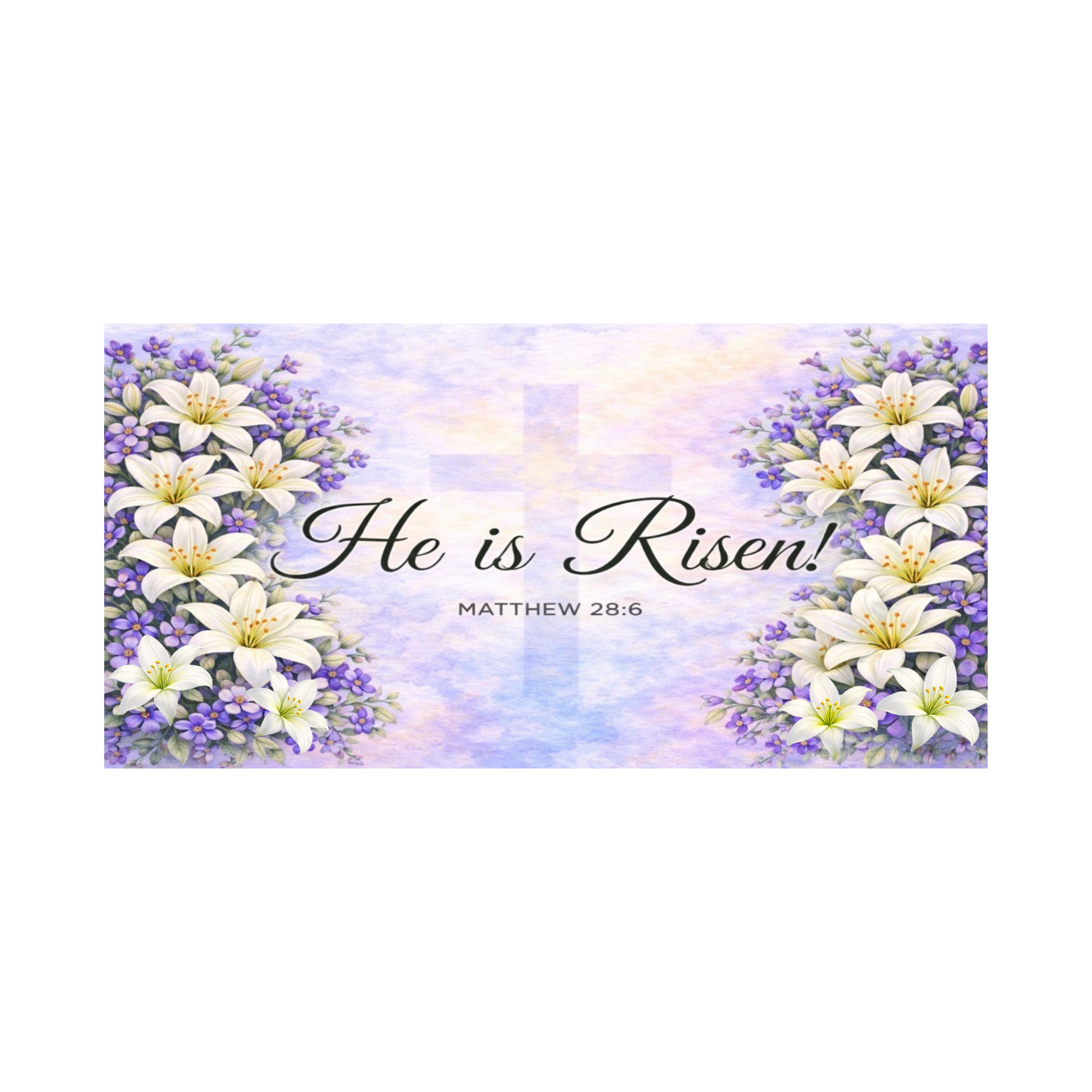 He Is Risen Lavender and Mint Flowers Easter Sign , Wreath Attachment or Door Hanger