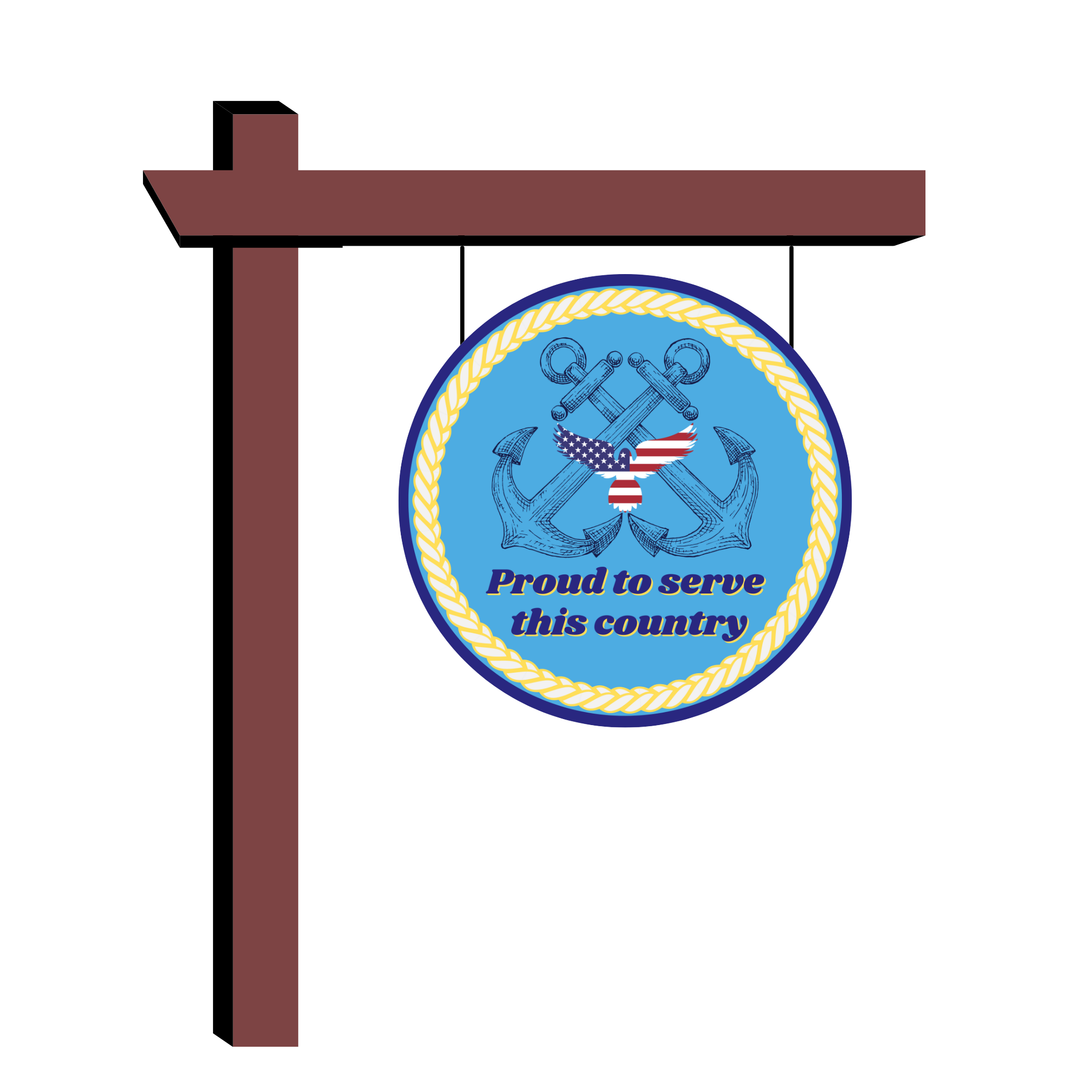 WS1582proudtoservethiscountrycoastalblueandyellowsignpost4.png