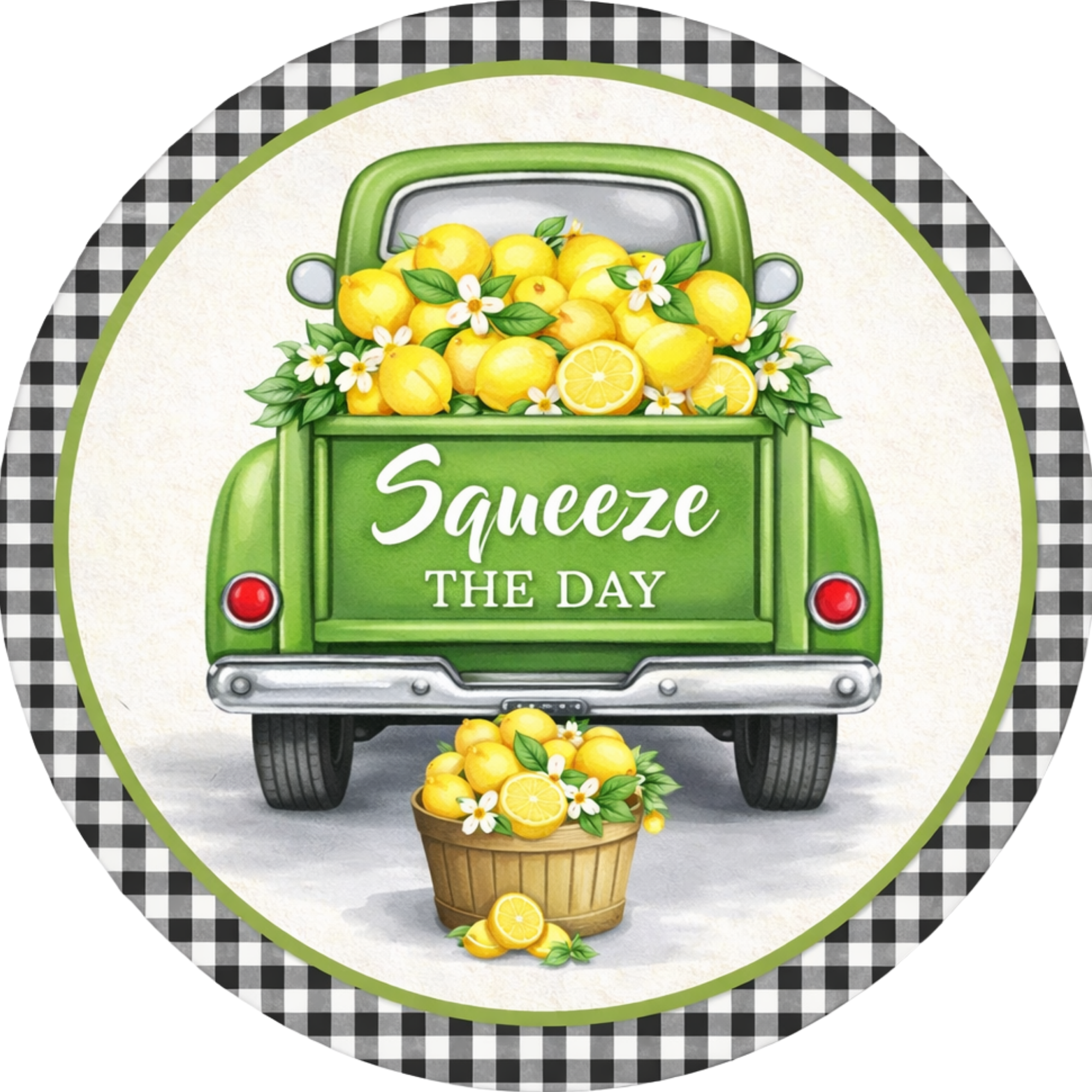 Squeeze the Day Lemon Truck Sign or Door Hanger