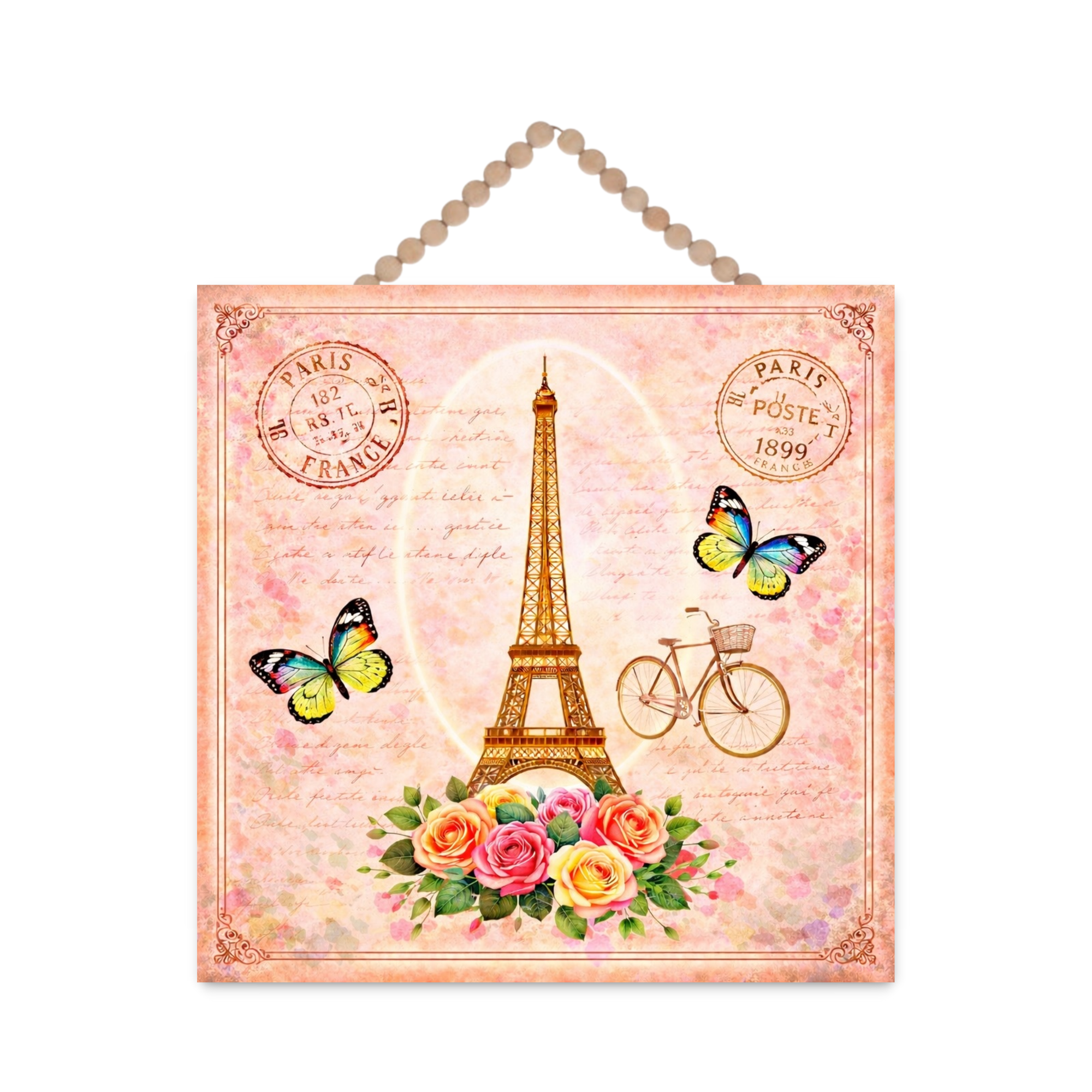 Vintage-Inspired Paris Wood Beaded Door Hanger