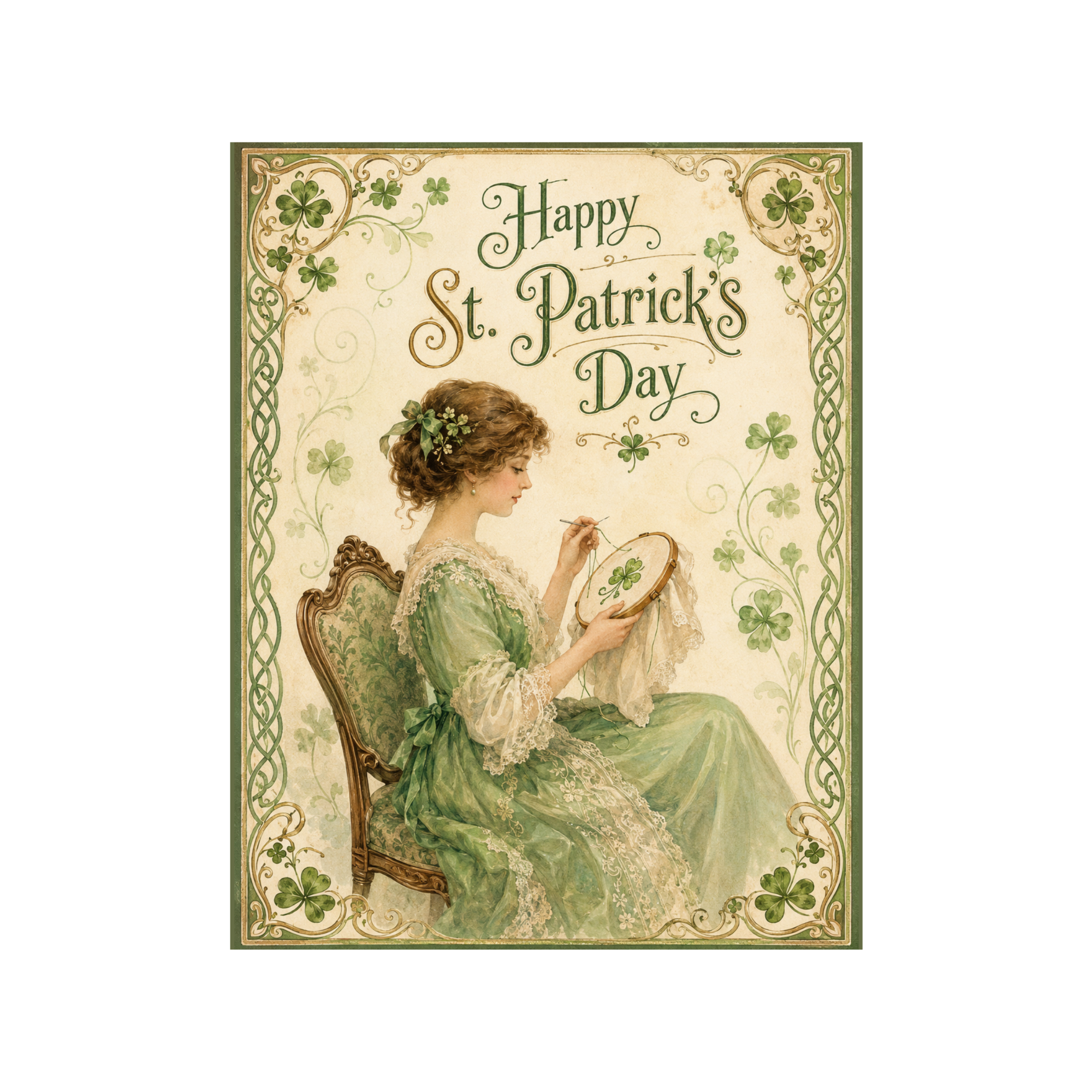 St Patrick's Day Vintage Looking Irish Lady Sign or Door Hanger