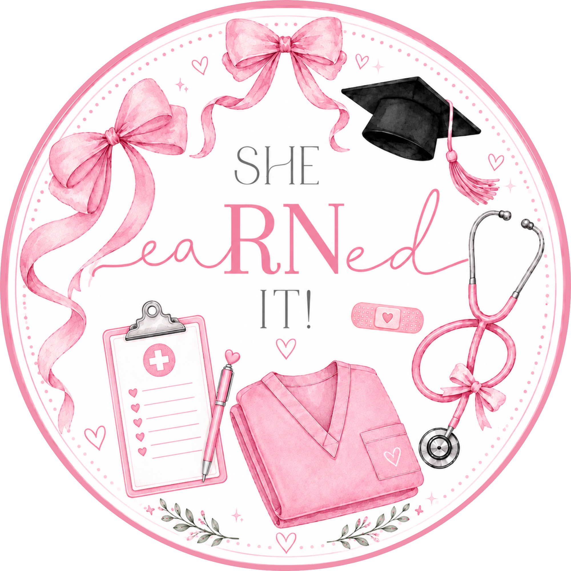 Nursing Acknowledgement She Earned it Sign, Wreath Attachment or Door Hanger