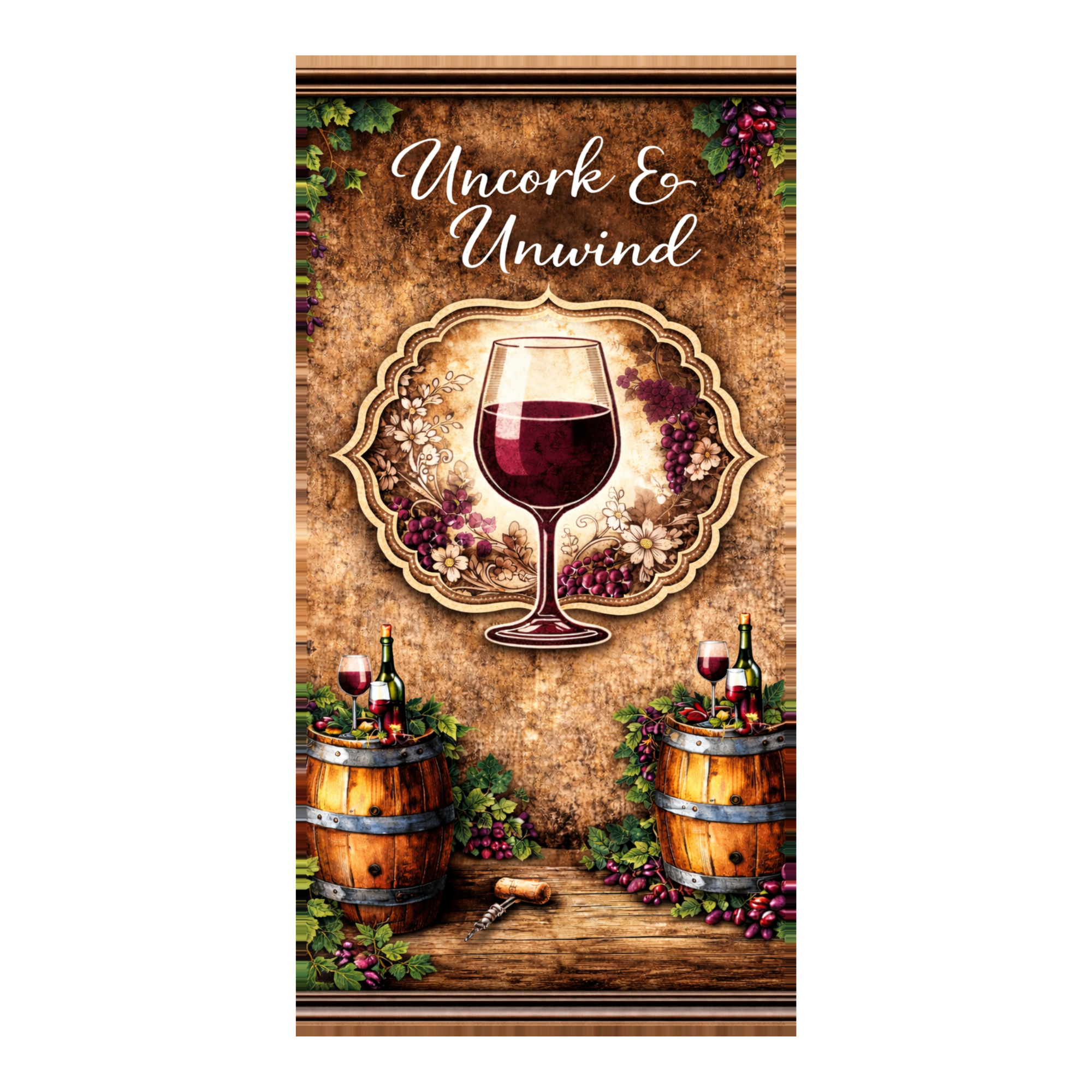 Uncork and Unwind Wine Door Hanger, Wreath Attachment or Sign