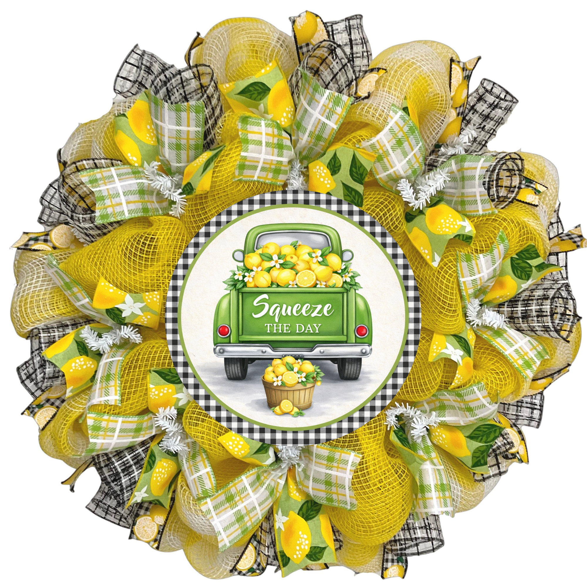 Squeeze The Day Lemon Spring Or Summer Deco Mesh Wreath