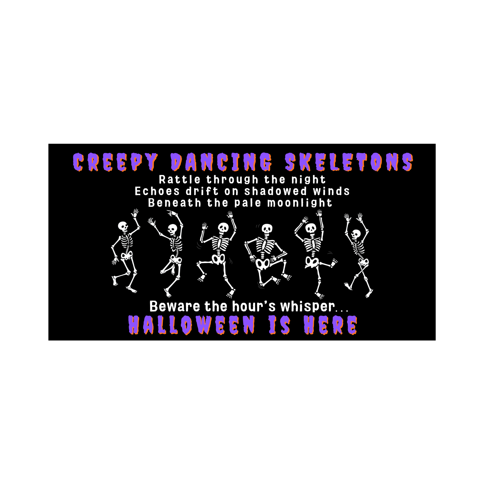 Creepy Dancing Skeletons Halloween is Near Sign, Door Hanger or Wreath Attachment