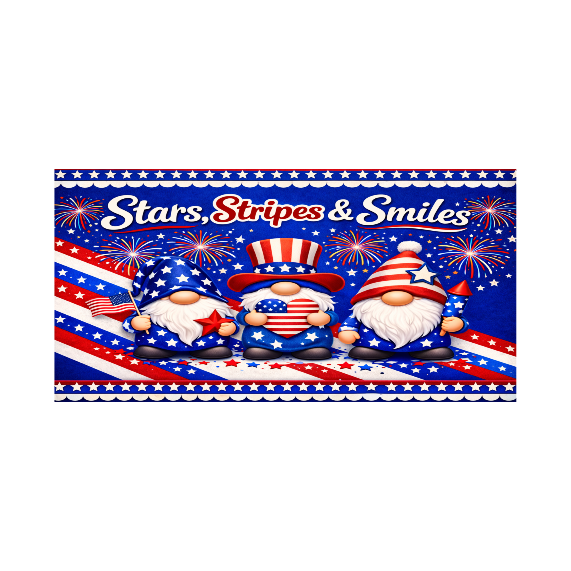 Stars Stripes & Smiles Patriotic Gnome Sign or Door Hanger