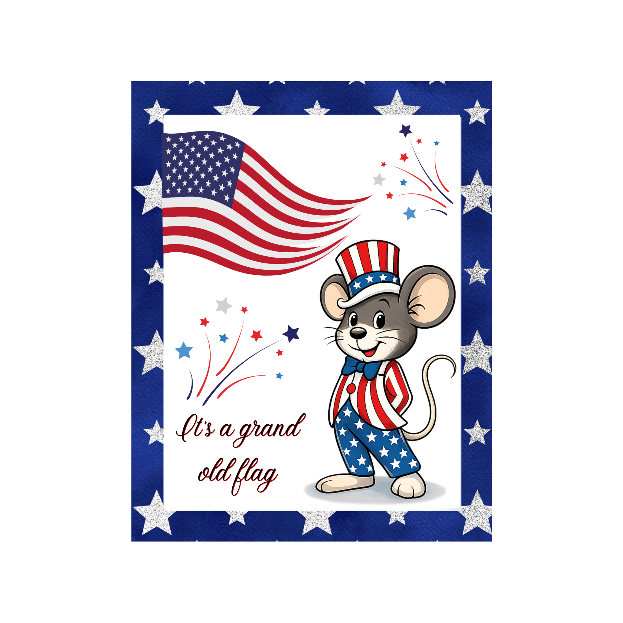 It's A Grand Ole Flag Mouse Patriotic Sign, Wreath Attachment or Door Hanger