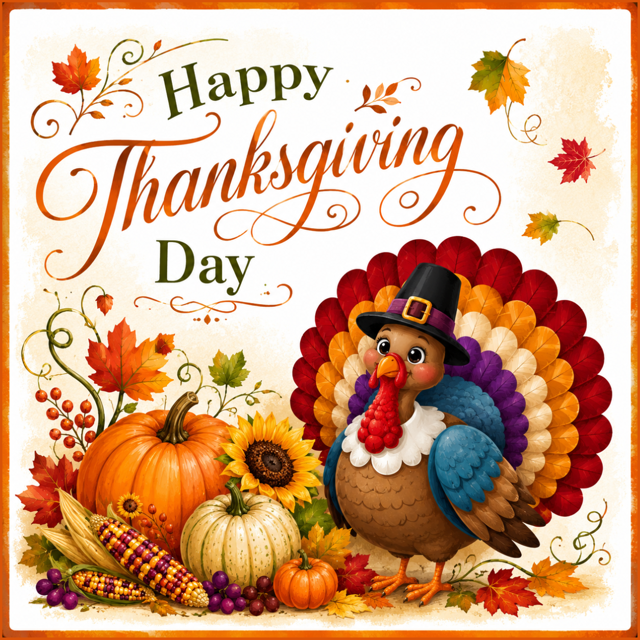 Happy Thanksgiving Day Turkey  Sign or Door Hanger