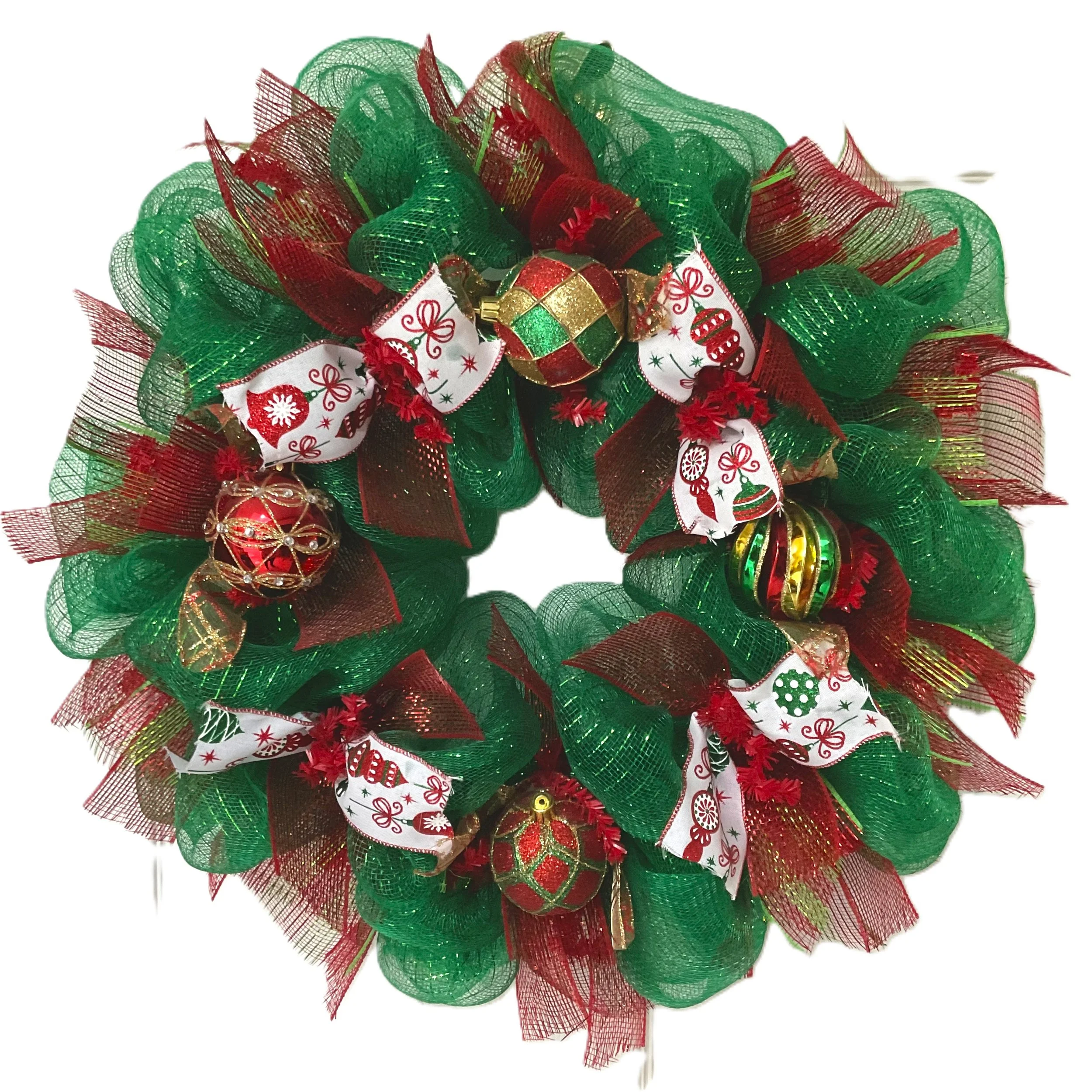 Christmas Ornament Handmade Deco Mesh Wreath