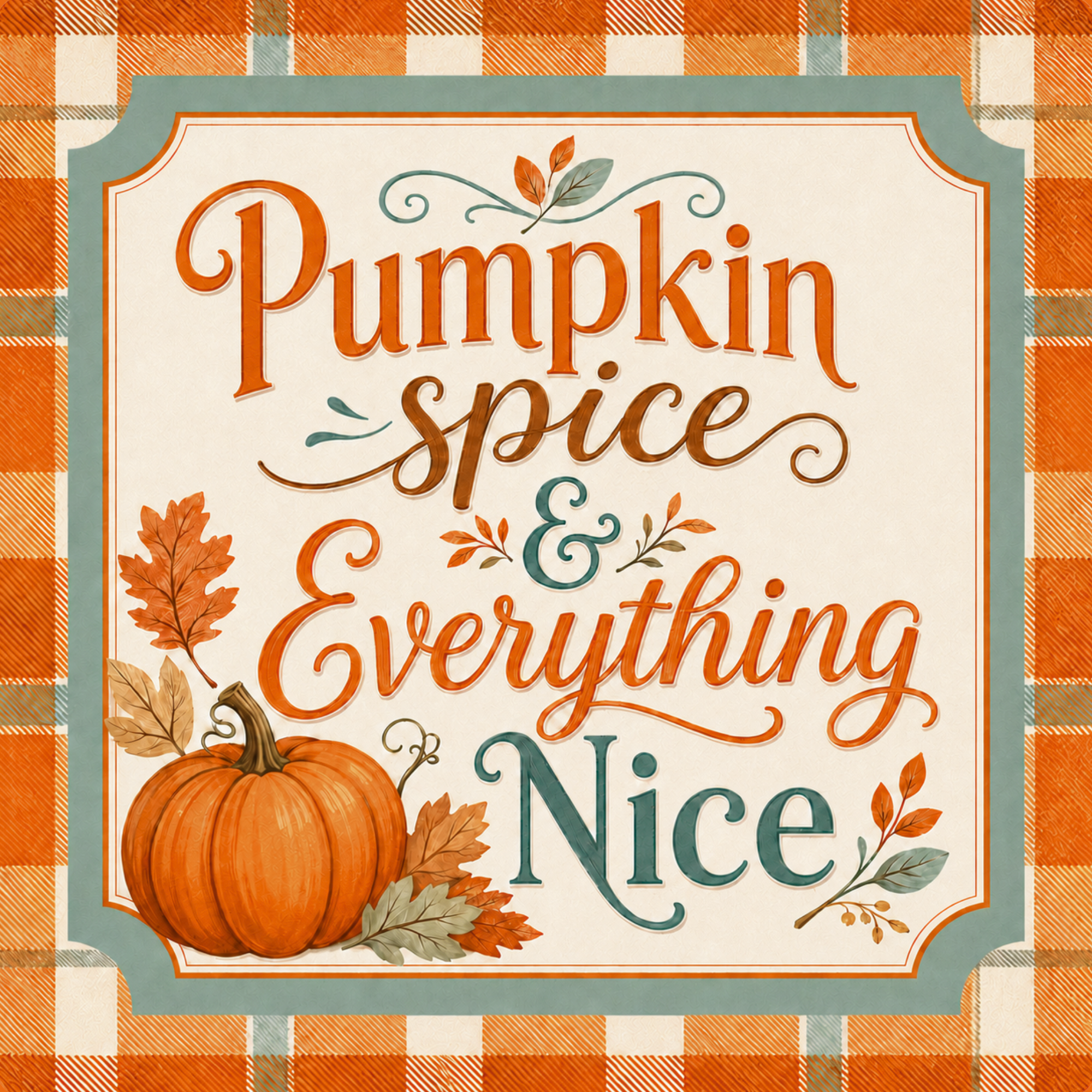 Pumpkin Spice And Everything Nice Sign, Wreath Attachment or Door Hanger
