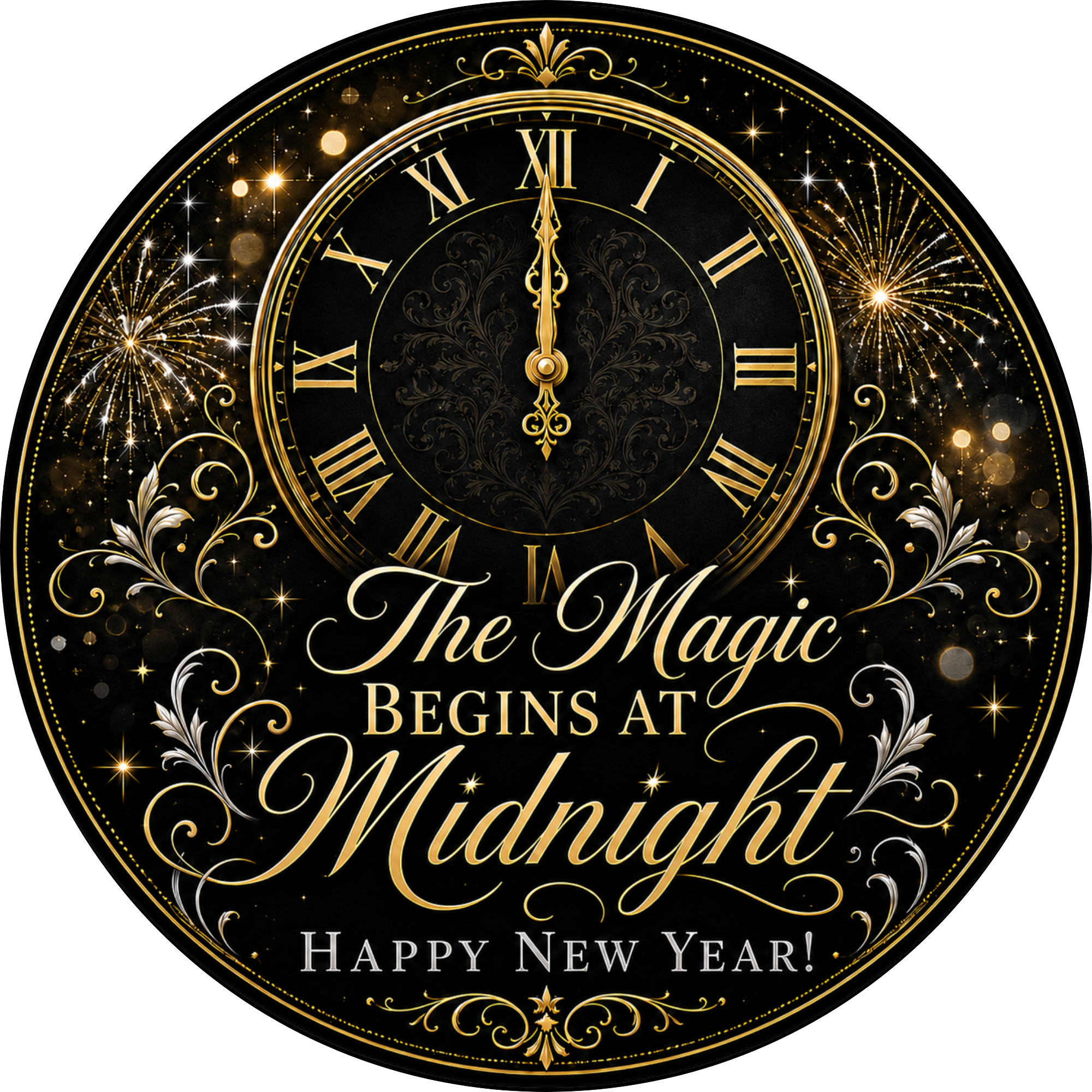 The Magic Begins At Midnight Door Hanger, Sign, Wreath Attachment