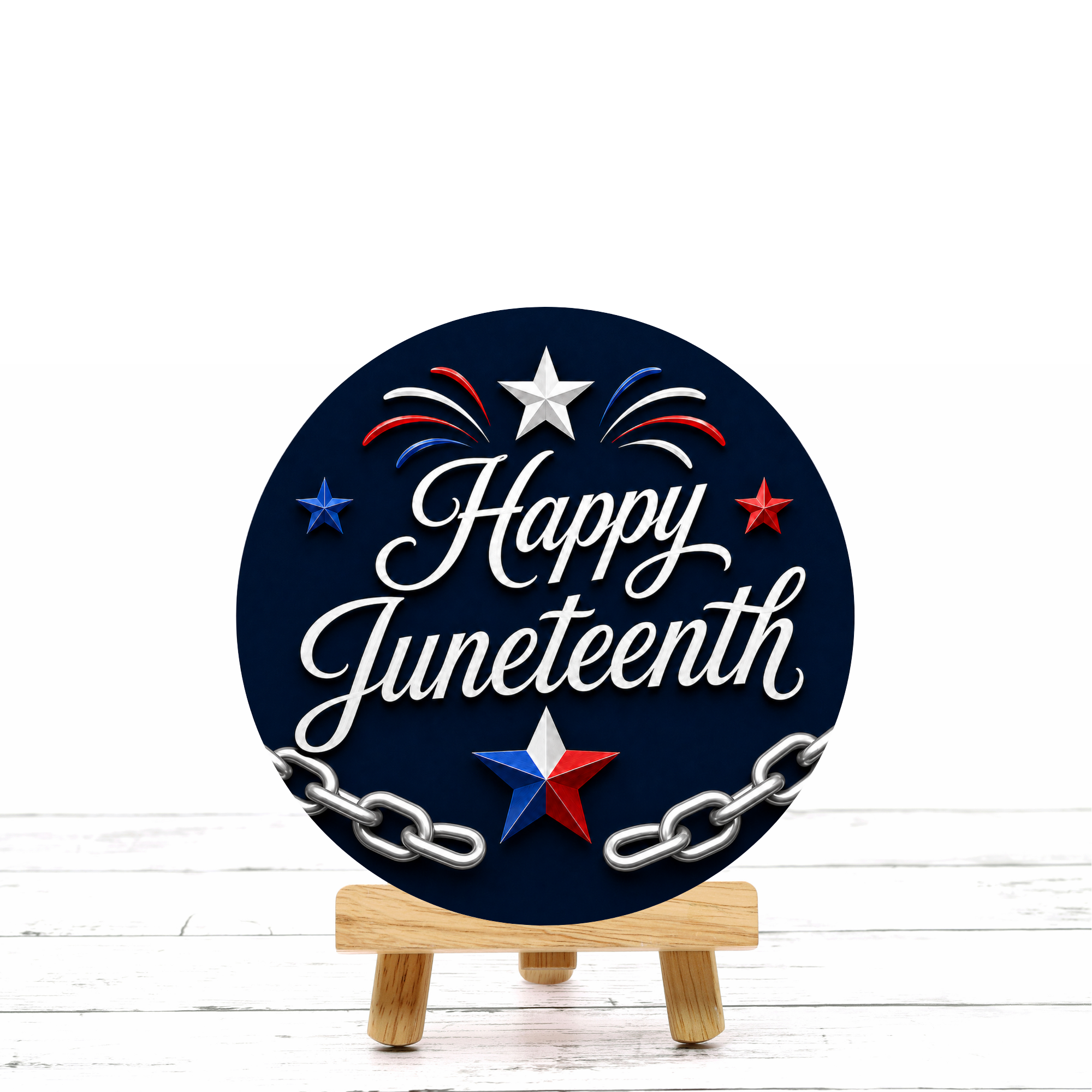Happy Juneteenth Silver Chains  Wreath Attachment, Sign or Door Hanger
