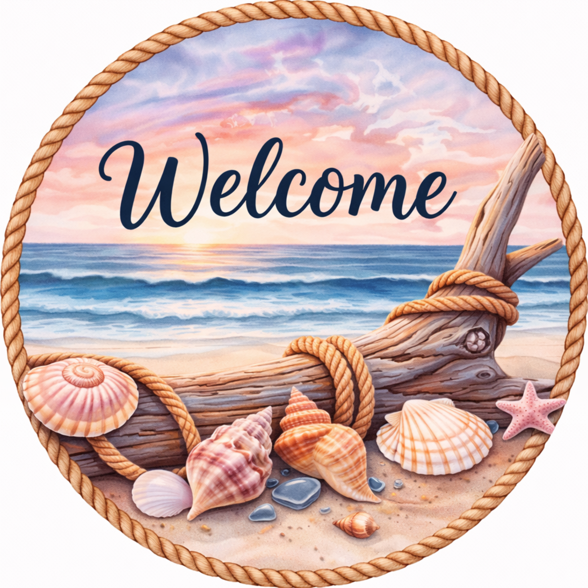 Shell Welcome Wreath Attachment, Sign or Door Hanger