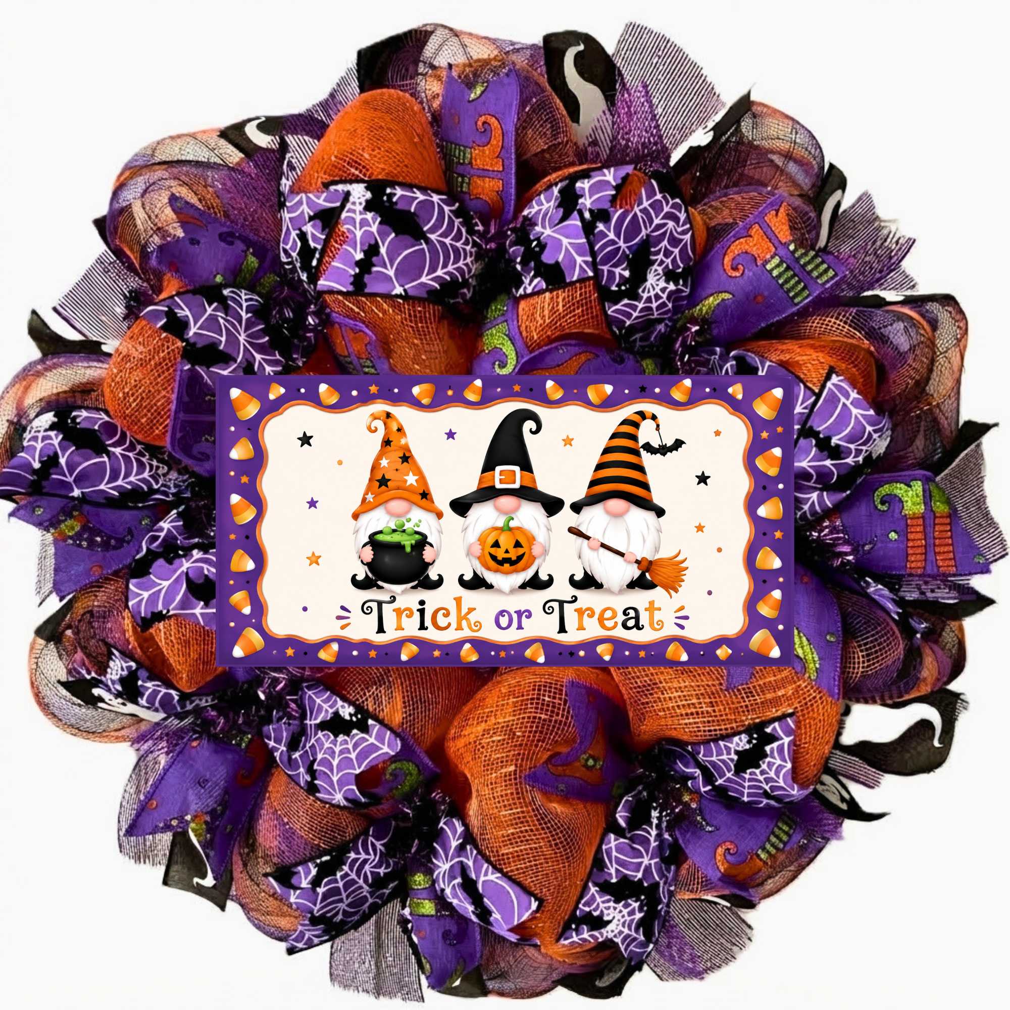 Trick or Treat Gnome Halloween Wreath