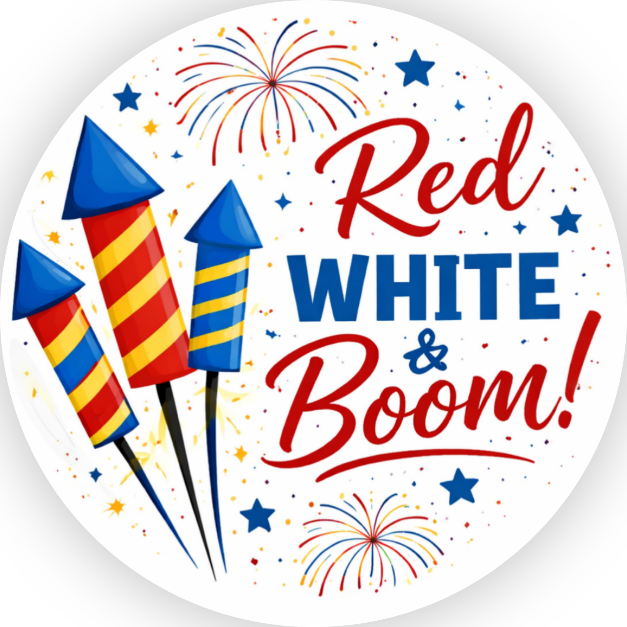Patriotic Red White & Boom Sign, Wreath Attachment, Door Hanger
