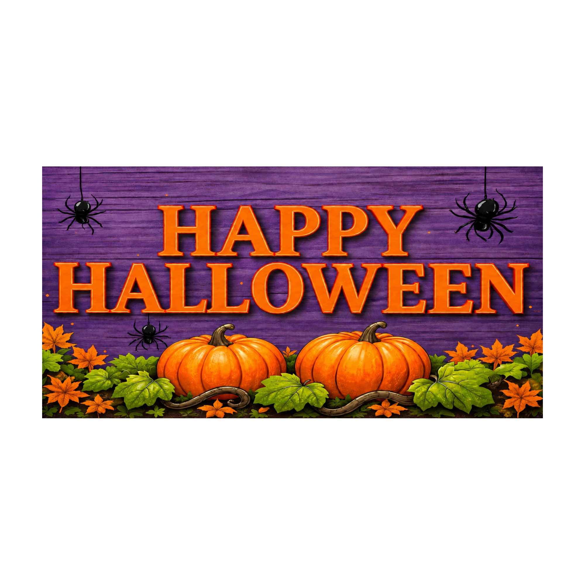 Happy Halloween Sign or Door Hanger with Spiders