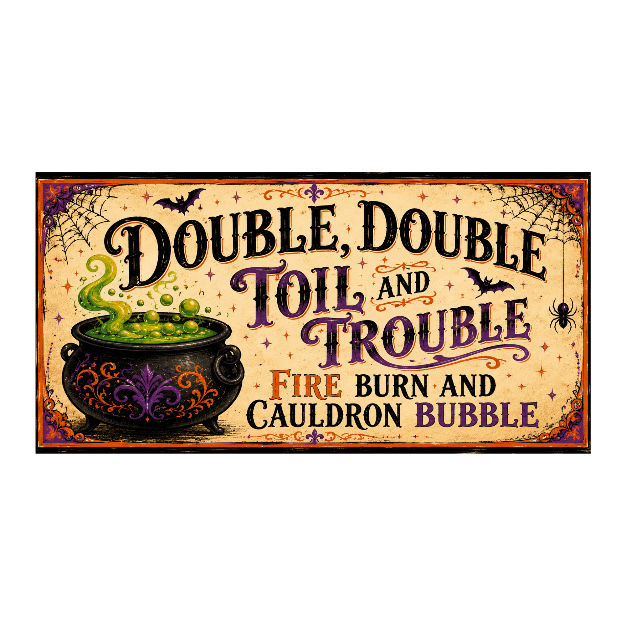 Double Double Toil And Trouble Halloween Sign, Wreath Attachment or Door Hanger